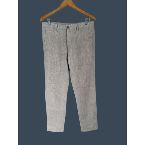 NN07 No Nationality Beige Linen-Blend Mens Trousers 31/32 Tailored Fit - Picture 1 of 9